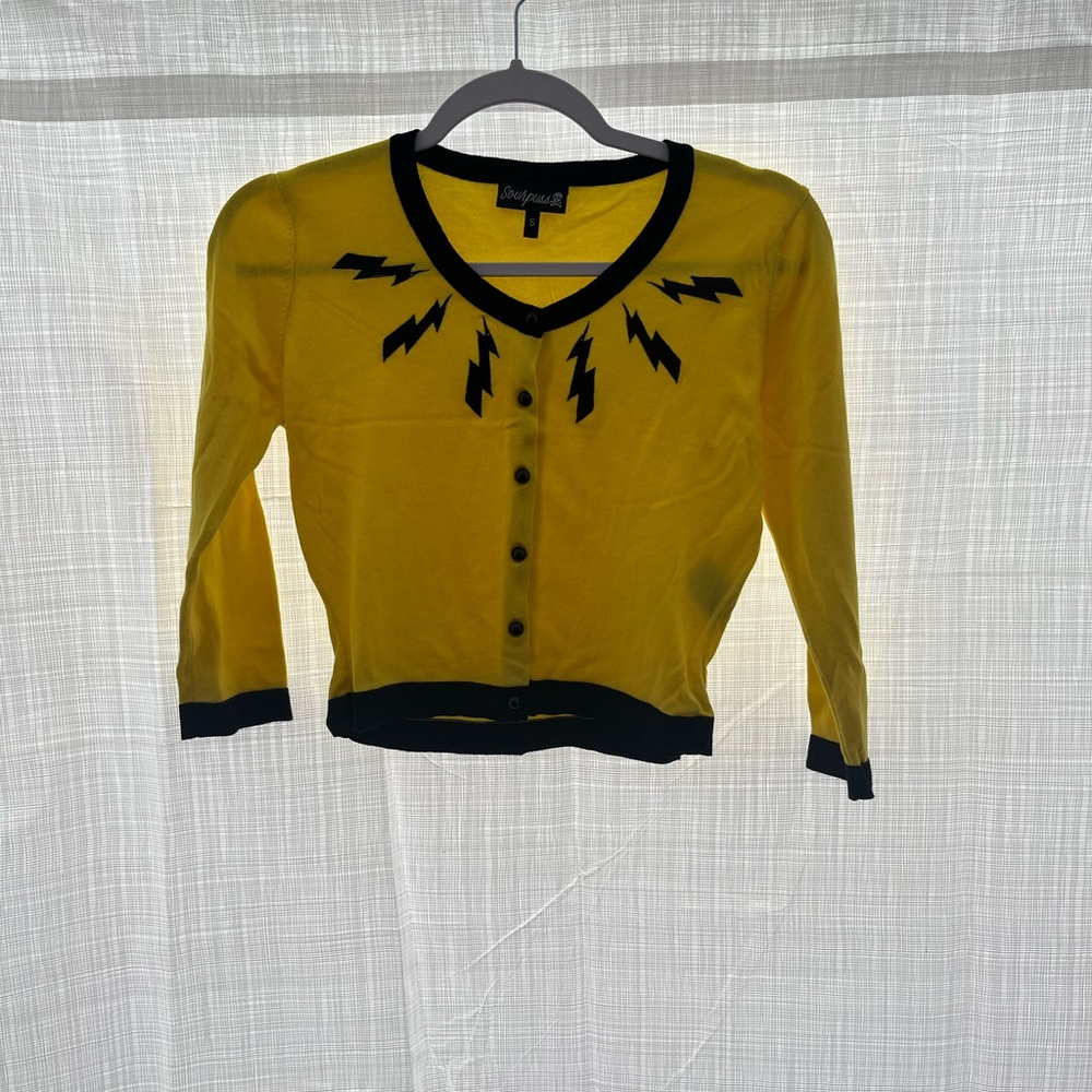Sourpuss Bold Yellow Cardigan with Black Accents